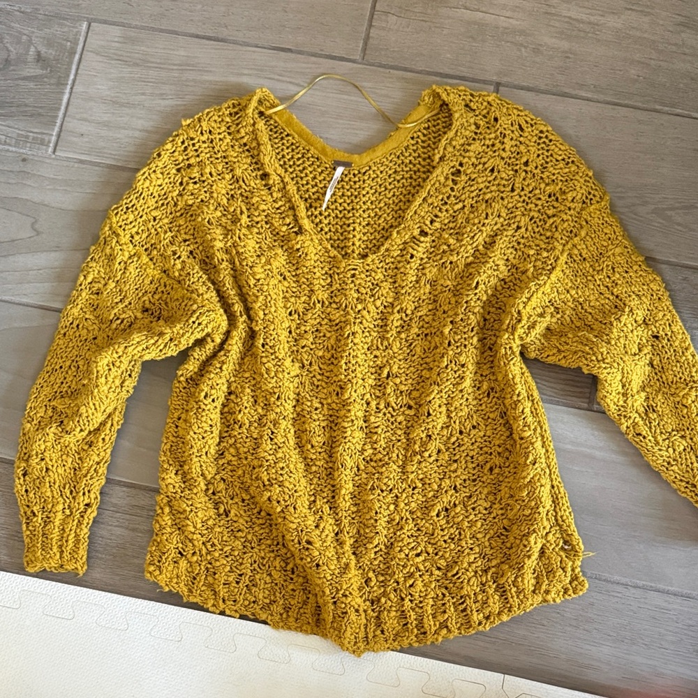 Free people Cozy Mustard Knit Sweater